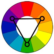 a color wheel denoting a triadic schem