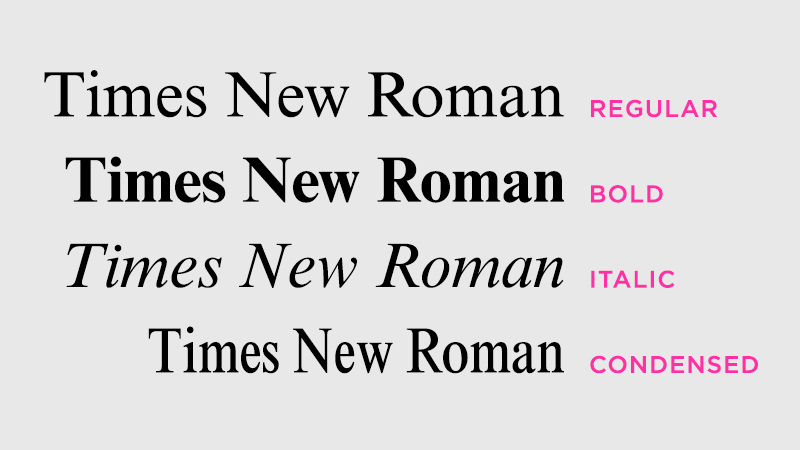 various times new roman fonts
