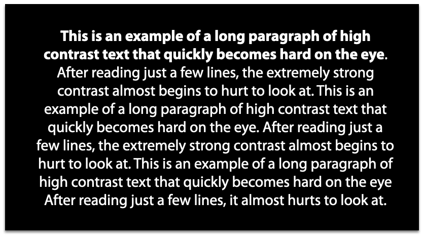 example of high contrast on paragraph copy